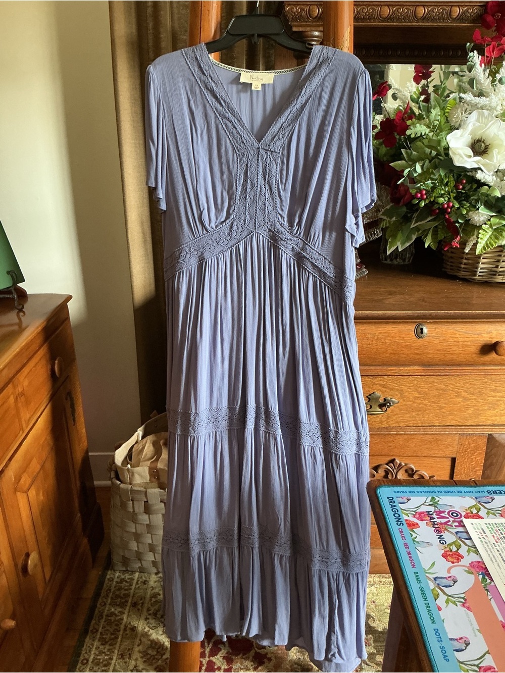 NURTURE by Westbound Periwinkle V-Neck Tiered Maxi Dress